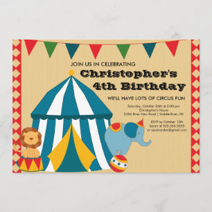 CUTE Circus Tent Birthday Party Invitation