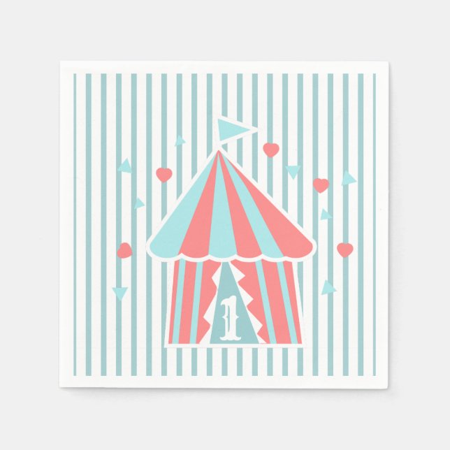 Cute Circus Tent First Birthday  Napkins (Front)