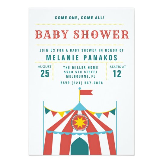 Cute Circus Theme Baby Shower Party Invitation Zazzle Com