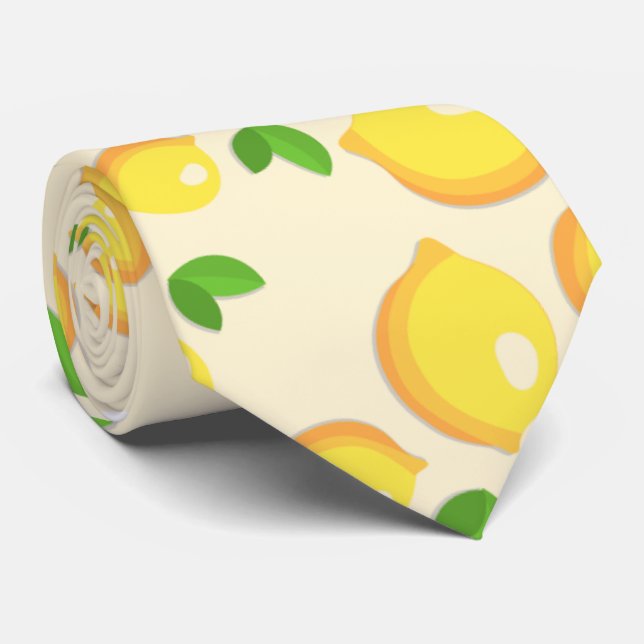 Cute Citrus Lemon Pattern Tie (Rolled)