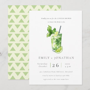 Cute Citrus Mint Cocktail Couples Shower Invite