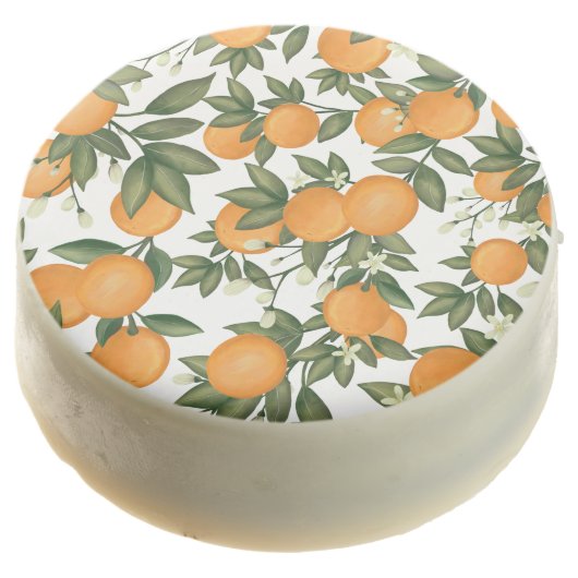 Cute Citrus Orange Greenery Wedding Favours Chocolate Covered Oreo (Angled)