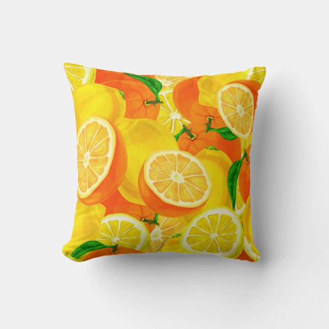 Cute Citrus pattern Throw Pillow (Front)