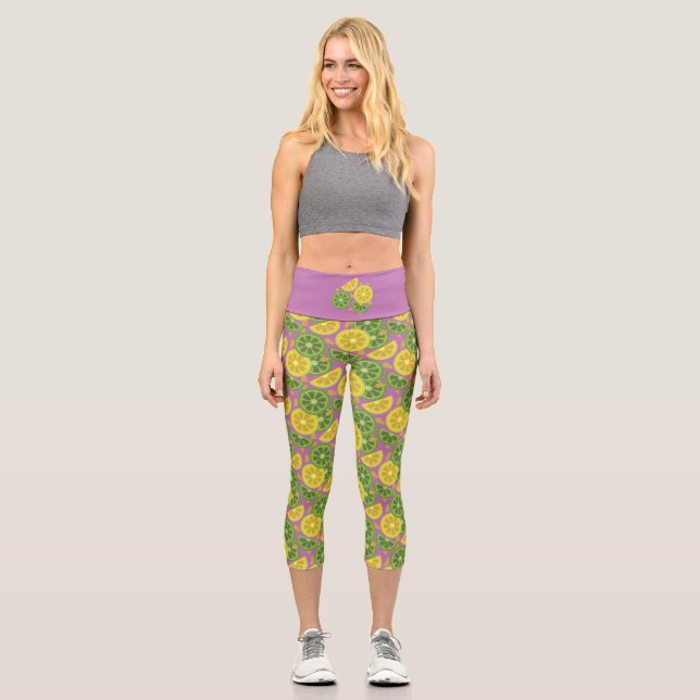 Cute Citrus Purple Capris Leggings (Front)