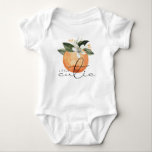 Cute Citrus Tangerine Little Cutie Fruit Baby Bodysuit<br><div class="desc">This baby one piece jumper features a watercolor clementine,  orange,  or tangerine and a cute handwritten font and the saying "Little Cutie". This jumper is perfect for announcing a new baby in the family or as a baby shower gift.</div>