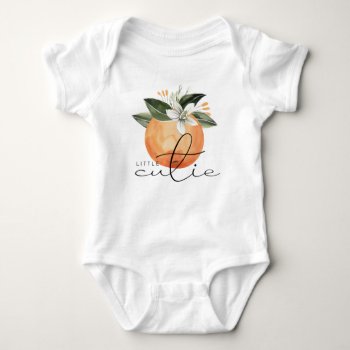 Cute Citrus Tangerine Little Cutie Fruit Baby Bodysuit by Unmeasured_Designs at Zazzle