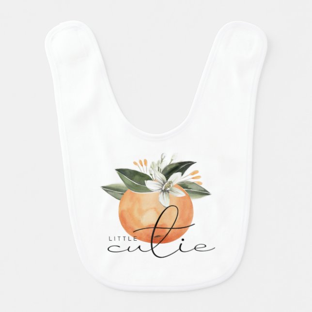 Cute Citrus Tangerine Little Cutie Orange Baby Baby Bib (Front)