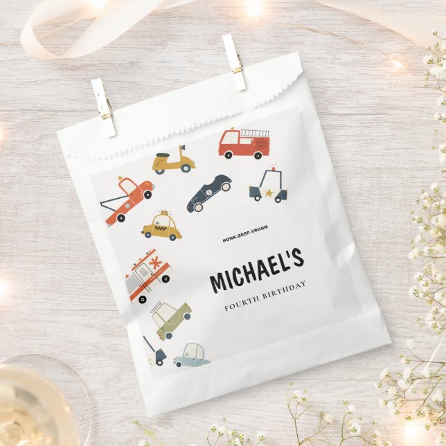 Cute City Cars Birthday  Favor Bag (Clipped)