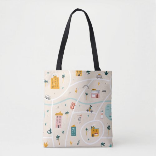 Cute City Map Tote Bag Fun Urban Design Bag