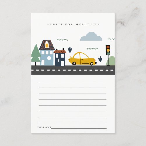Cute City Urban Vehicle Advice For Mum Baby Shower Enclosure Card