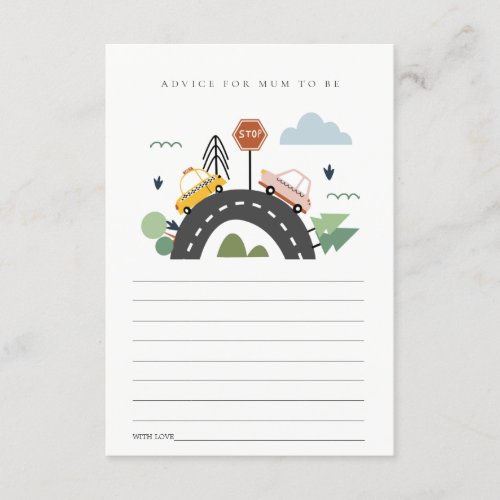 Cute City Urban Vehicle Advice For Mum Baby Shower Enclosure Card