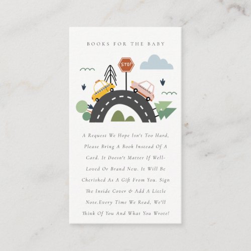 Cute City Urban Vehicle Books For Baby Shower Enclosure Card