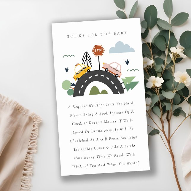 Cute City Urban Vehicle Books For Baby Shower Enclosure Card (Creator Uploaded)