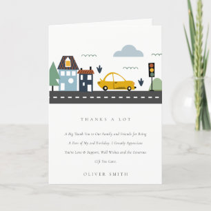 Cute City Urban Vehicle Cars Road Any Age Birthday Letterpress Thank You Card