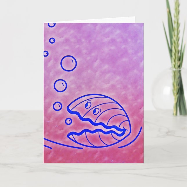 Cute Clam Shell Under the Sea Blue Purple Card (Front)