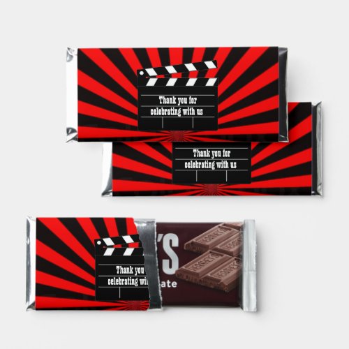 cute clapboard thank you party movie hershey bar favors