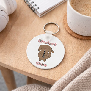 Cute Clarinet Crew Brown Dog Musician Design Keychain