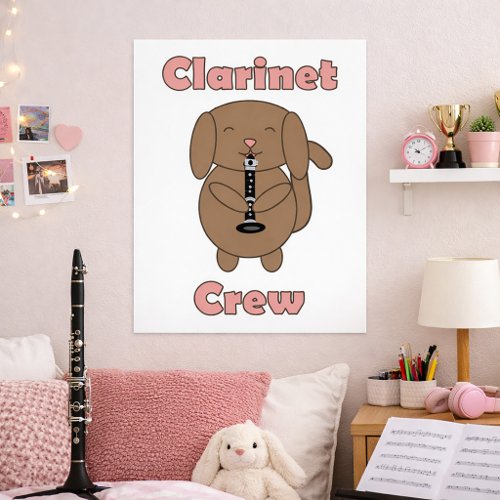 Cute Clarinet Crew Brown Dog Musician Funny Poster