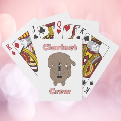 Cute Clarinet Crew Brown Puppy Cartoon Dog Poker Cards
