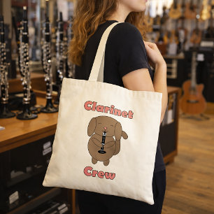 Cute Clarinet Crew Brown Puppy Dog Tote Bag