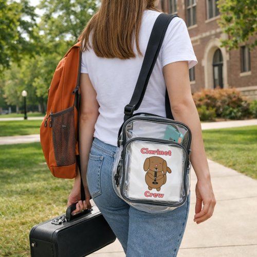 Cute Clarinet Crew Dog Musician Clarinet Player Clear Crossbody Bag