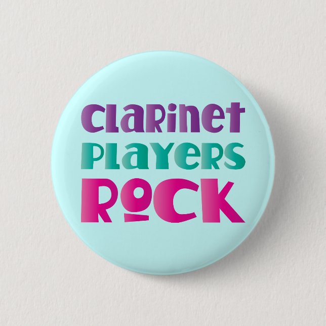 Cute Clarinet Players Rock Music Gift Button (Front)