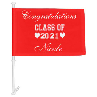 Cute Class of 2021 Red Personalize Car Flag