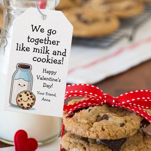 Cute Class Valentine Milk and Cookies Treat Tag
