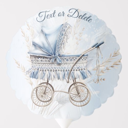 Cute Classic Baby Stroller Blue Floral Beautiful Balloon