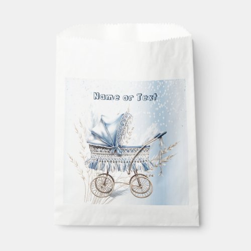 Cute Classic Baby Stroller Blue Floral Beautiful Favor Bag