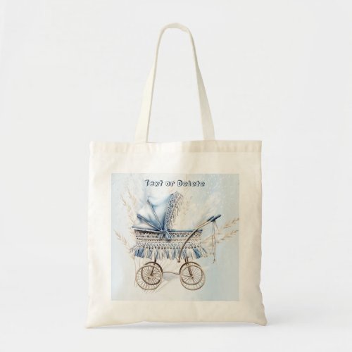Cute Classic Baby Stroller Blue Floral Beautiful Tote Bag
