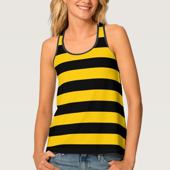 Cute Classic Bumble Bee Stripes Striped Pattern Tank Top (Front)