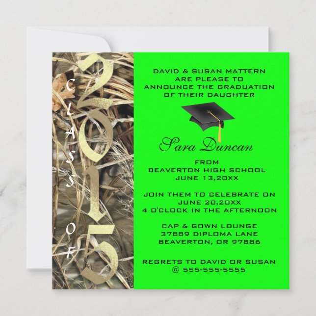 Cute Classic Camo Elegant 2015 Graduation Invites (Front)