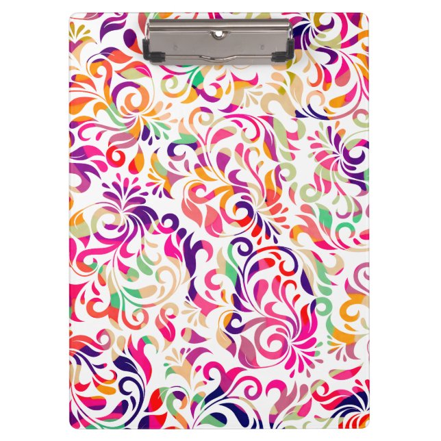 Cute classic colorful flowers pattern clipboard (Front)