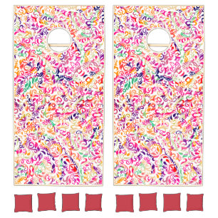 Cute classic colorful flowers pattern cornhole set