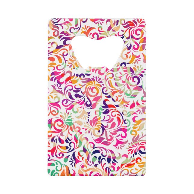 Cute classic colorful flowers pattern credit card bottle opener (Front)