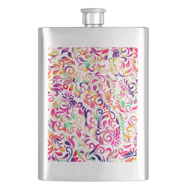 Cute classic colorful flowers pattern flask (Front)