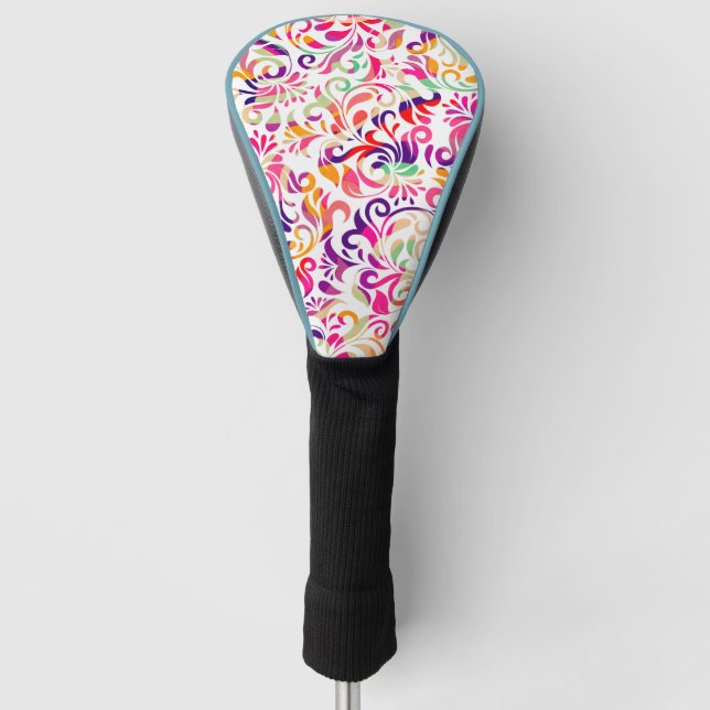 Cute classic colorful flowers pattern golf head cover (Front)