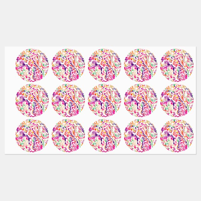 Cute classic colorful flowers pattern labels (Sheet)