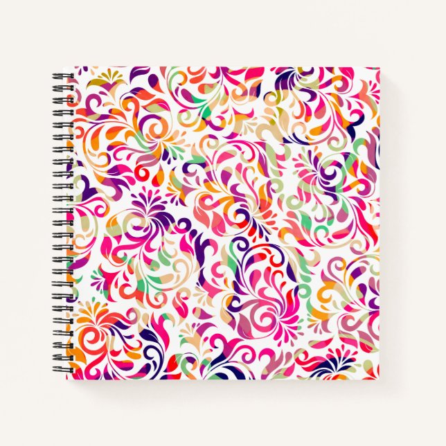 Cute classic colorful flowers pattern notebook (Front)