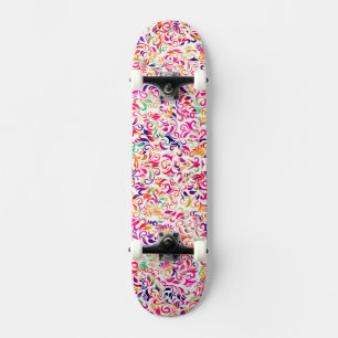 Cute classic colorful flowers pattern skateboard