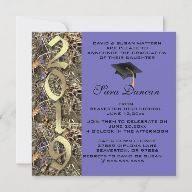 Cute Classic Country Camo 2019 Graduation Invite (Front)