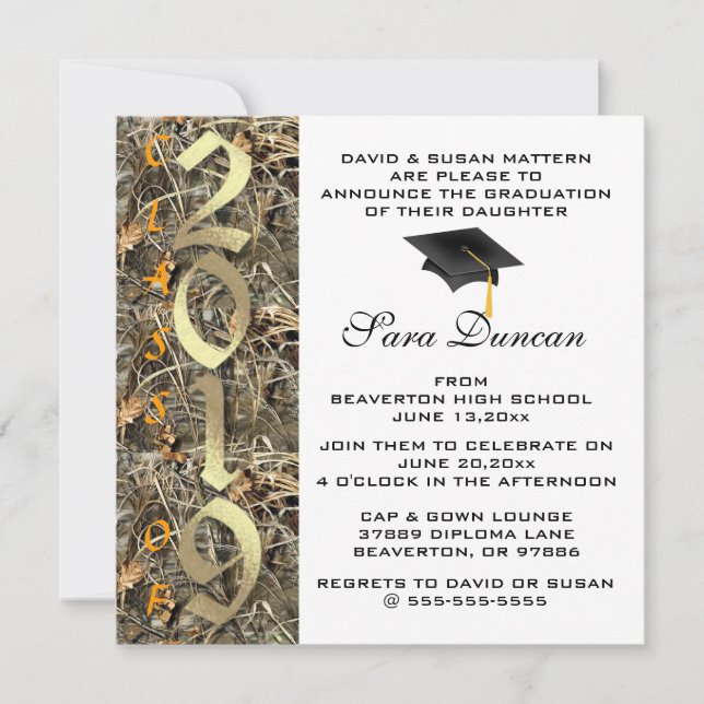 Cute Classic Country Camo 2019 Graduation Invite (Front)