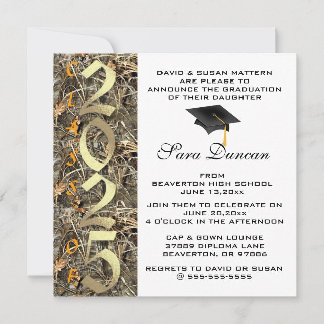 Cute Classic Country Camo 2025 Graduation Invite (Front)