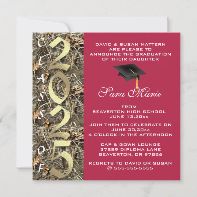 Cute Classic Country Camo 2025 Graduation Invite (Front)