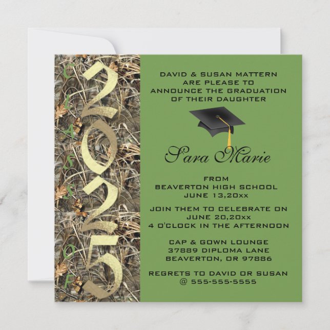 Cute Classic Country Camo 2025 Graduation Invite (Front)