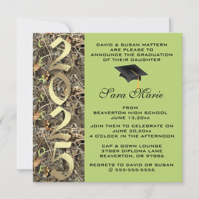 Cute Classic Country Camo 2025 Graduation Invite (Front)