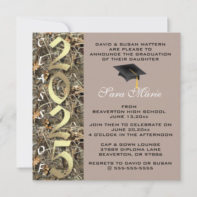 Cute Classic Country Camo 2025 Graduation Invite (Front)