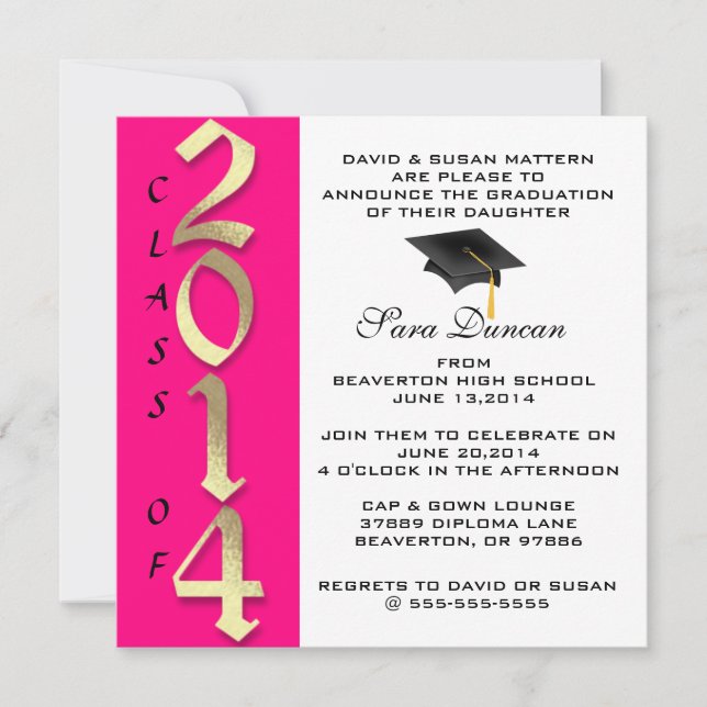 Cute Classic Elegant 2014 Graduation Invitation (Front)