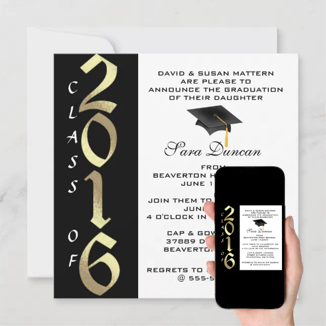 Cute Classic Elegant 2016 Graduation Invitation | Zazzle